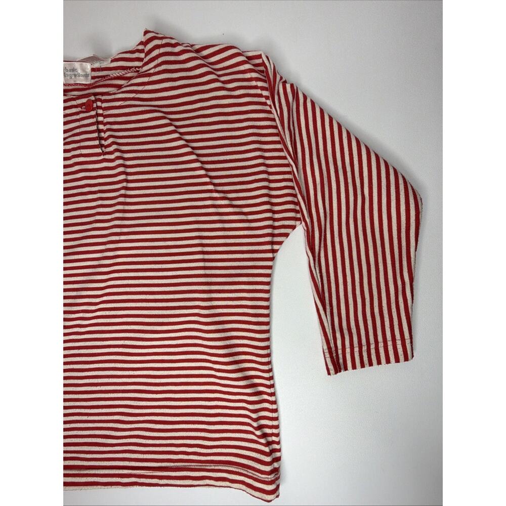 Vintage Basic Ingredients Red White Striped Button Top Small 3/4 Long Sleeve - Picture 6 of 11